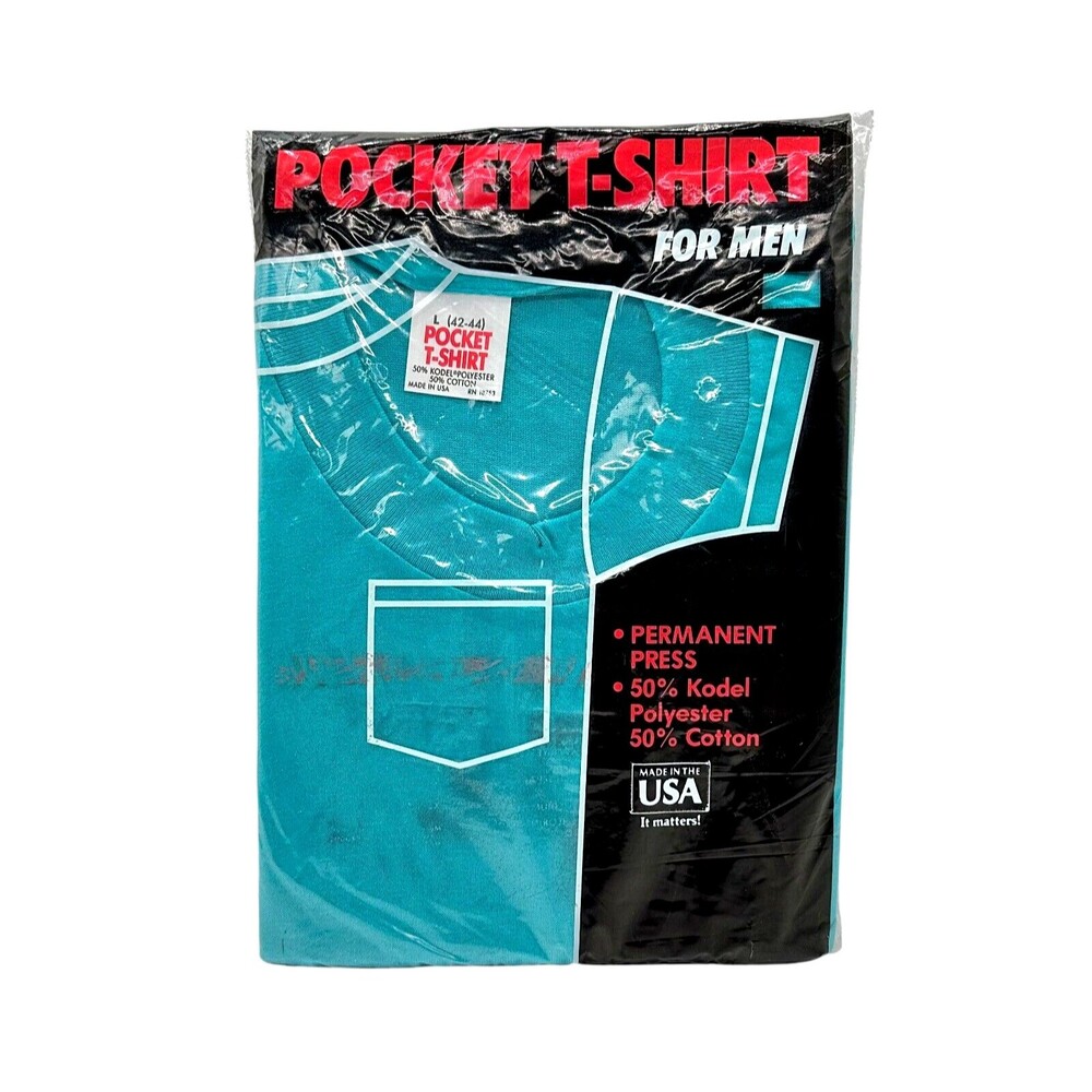 Vintage CKM Pocket T-Shirt NOS Permanent Press Cotton Blend Jade